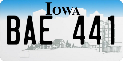 IA license plate BAE441