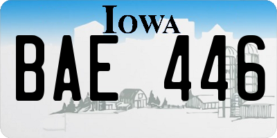 IA license plate BAE446