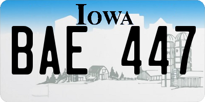 IA license plate BAE447