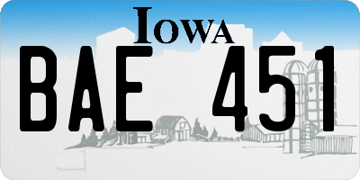 IA license plate BAE451