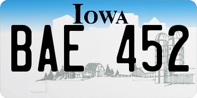 IA license plate BAE452