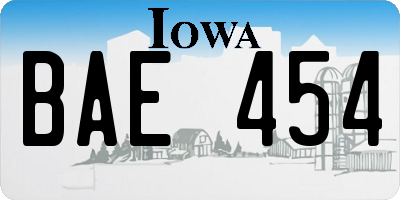 IA license plate BAE454