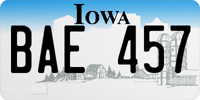IA license plate BAE457