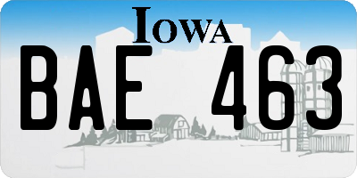 IA license plate BAE463