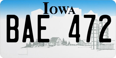 IA license plate BAE472