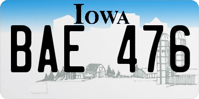 IA license plate BAE476