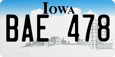 IA license plate BAE478