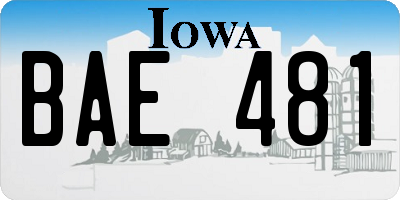 IA license plate BAE481