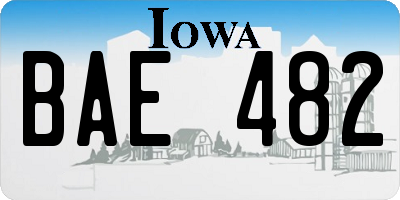 IA license plate BAE482