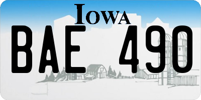 IA license plate BAE490