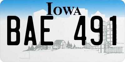 IA license plate BAE491