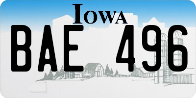 IA license plate BAE496