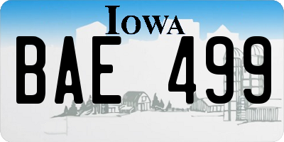 IA license plate BAE499