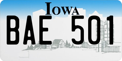 IA license plate BAE501