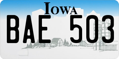 IA license plate BAE503