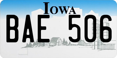 IA license plate BAE506