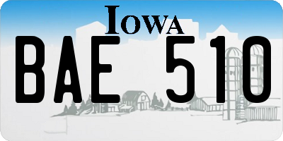 IA license plate BAE510