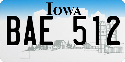 IA license plate BAE512