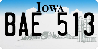 IA license plate BAE513