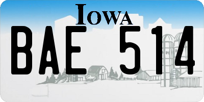 IA license plate BAE514