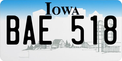 IA license plate BAE518