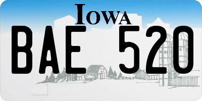 IA license plate BAE520