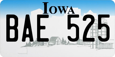 IA license plate BAE525