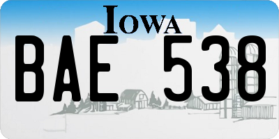 IA license plate BAE538