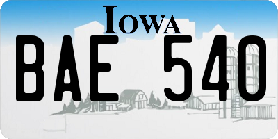 IA license plate BAE540