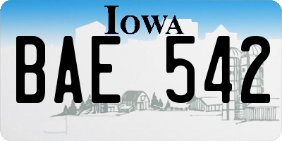 IA license plate BAE542