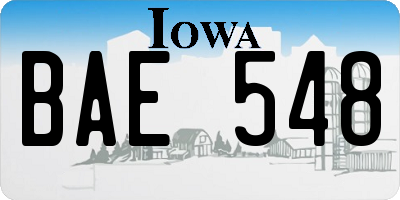 IA license plate BAE548