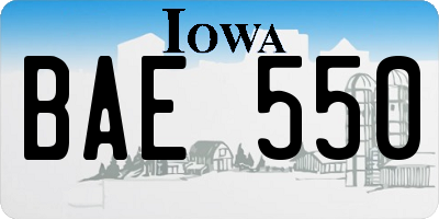 IA license plate BAE550