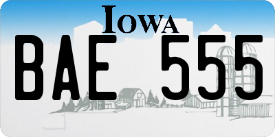 IA license plate BAE555