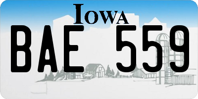 IA license plate BAE559