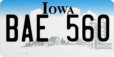 IA license plate BAE560