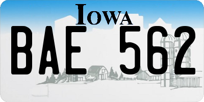 IA license plate BAE562