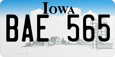 IA license plate BAE565