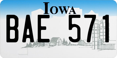 IA license plate BAE571