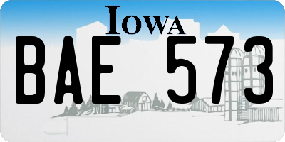 IA license plate BAE573