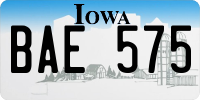 IA license plate BAE575