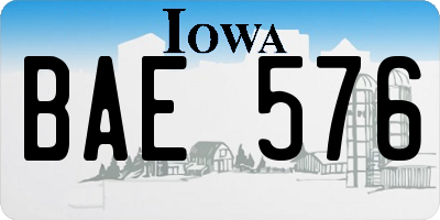 IA license plate BAE576