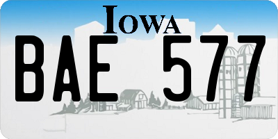 IA license plate BAE577