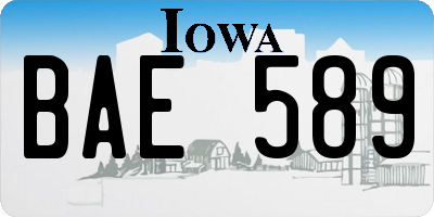 IA license plate BAE589