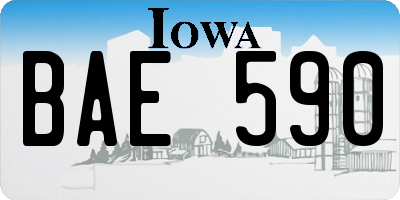 IA license plate BAE590