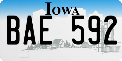 IA license plate BAE592