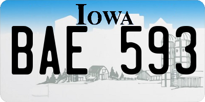 IA license plate BAE593