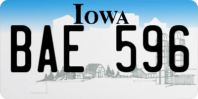 IA license plate BAE596