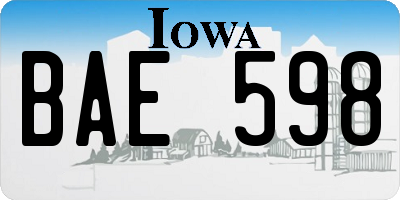 IA license plate BAE598