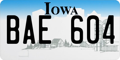 IA license plate BAE604
