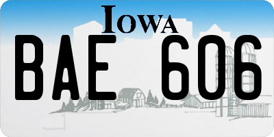 IA license plate BAE606